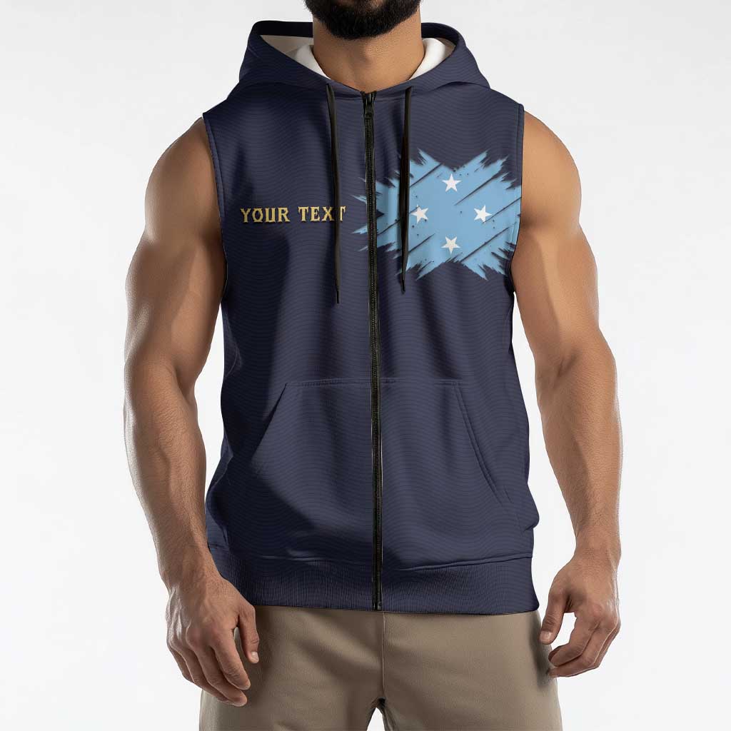 Personalised Federated States Of Micronesia Sleeveless Zip Hoodie FSM Passport - Polynesian Pride