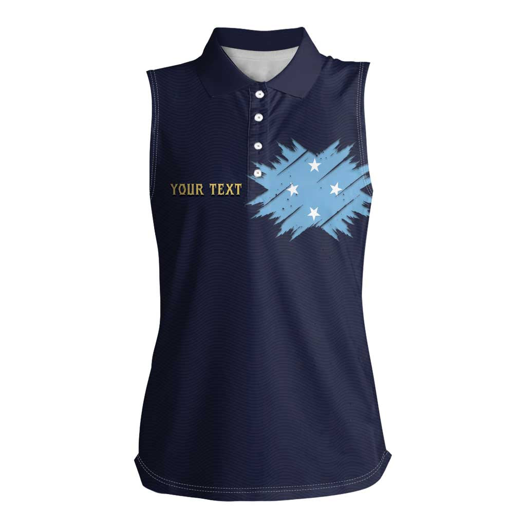 Personalised Federated States Of Micronesia Women Sleeveless Polo Shirt FSM Passport LT05 Female Navy - Polynesian Pride