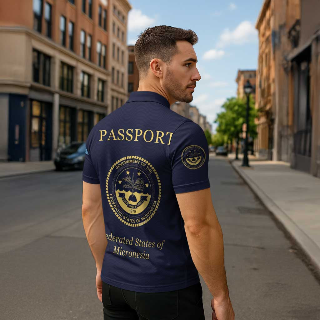 Personalised Federated States Of Micronesia Zipper Polo Shirt FSM Passport - Polynesian Pride
