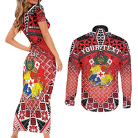 Personalised Tonga Constitution Day Couples Matching Short Sleeve Bodycon Dress and Long Sleeve Button Shirt 150 Years Jubilee - Polynesian Pride