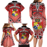Personalised Tonga Constitution Day Family Matching Long Sleeve Bodycon Dress and Hawaiian Shirt 150 Years Jubilee LT05 - Polynesian Pride