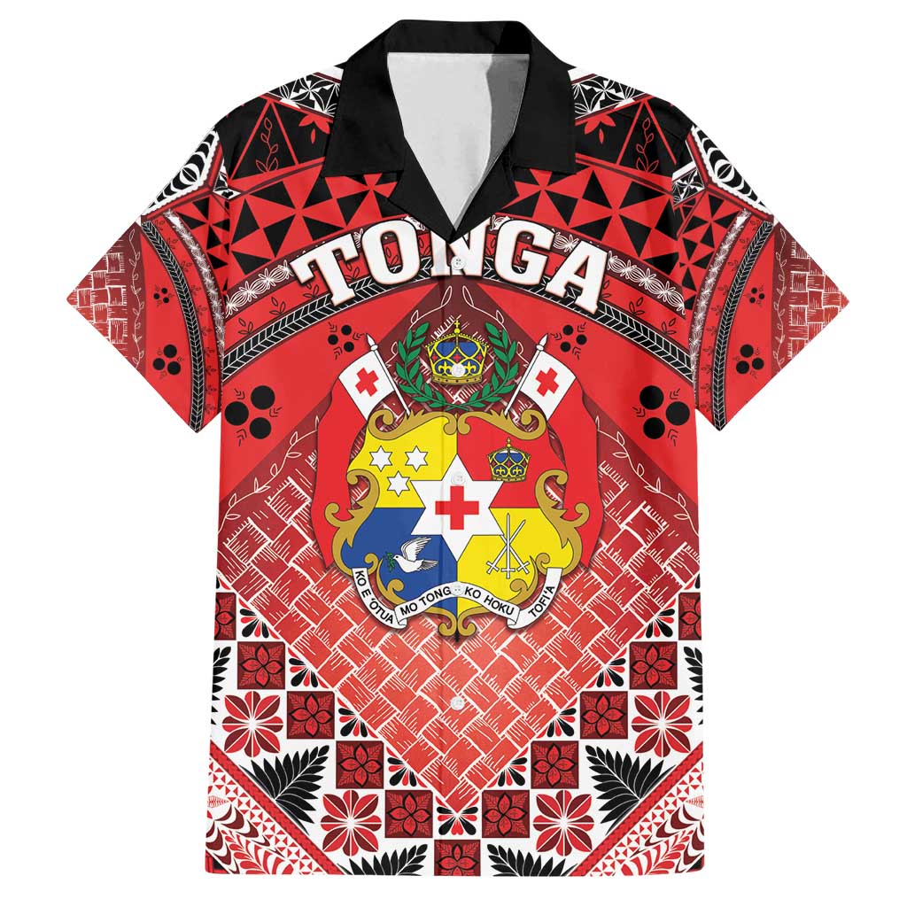 Personalised Tonga Constitution Day Family Matching Long Sleeve Bodycon Dress and Hawaiian Shirt 150 Years Jubilee LT05 Dad's Shirt - Short Sleeve Red - Polynesian Pride