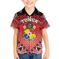Personalised Tonga Constitution Day Family Matching Long Sleeve Bodycon Dress and Hawaiian Shirt 150 Years Jubilee LT05 Son's Shirt Red - Polynesian Pride