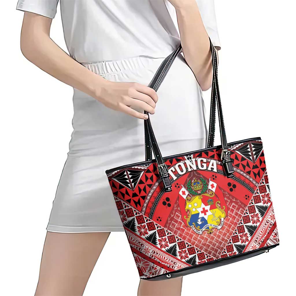 Tonga Constitution Day Leather Tote Bag 150 Years Jubilee - Polynesian Pride