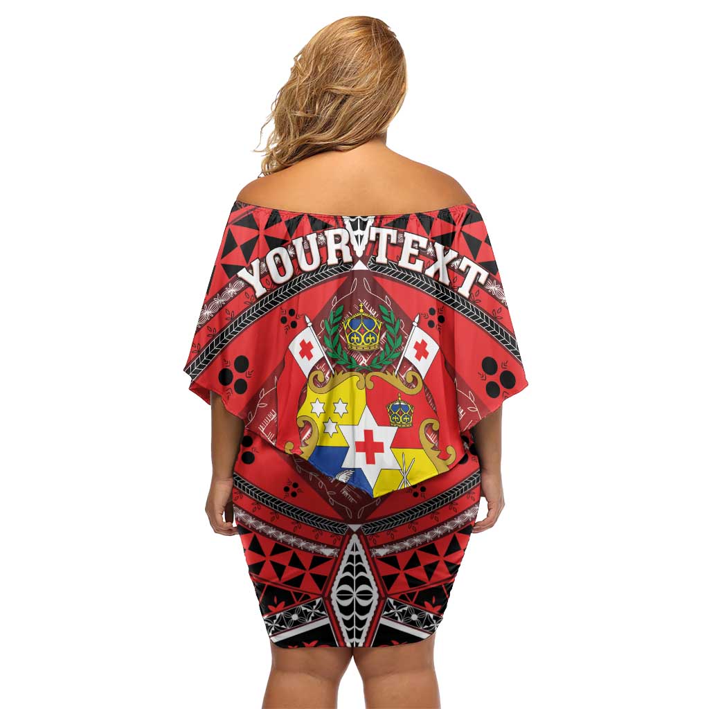 Personalised Tonga Constitution Day Off Shoulder Short Dress 150 Years Jubilee - Polynesian Pride
