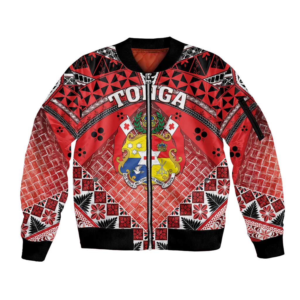 Personalised Tonga Constitution Day Sleeve Zip Bomber Jacket 150 Years Jubilee - Polynesian Pride