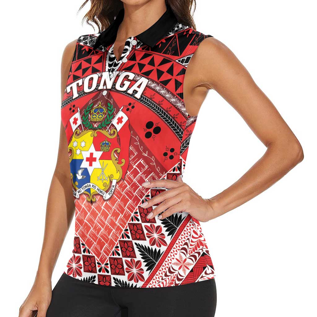 Personalised Tonga Constitution Day Women Sleeveless Polo Shirt 150 Years Jubilee - Polynesian Pride