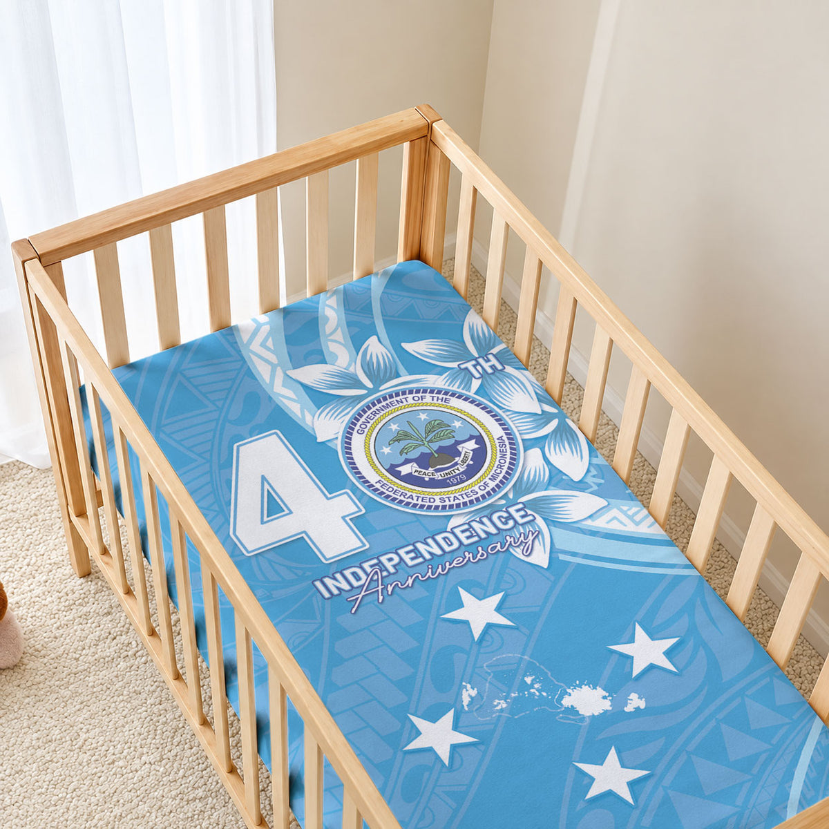 FSM Micronesia Baby Bed Cover 40th Independence Anniversary LT05 - Polynesian Pride