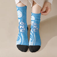 FSM Micronesia Crew Socks 40th Independence Anniversary LT05 Crew Socks Blue - Polynesian Pride