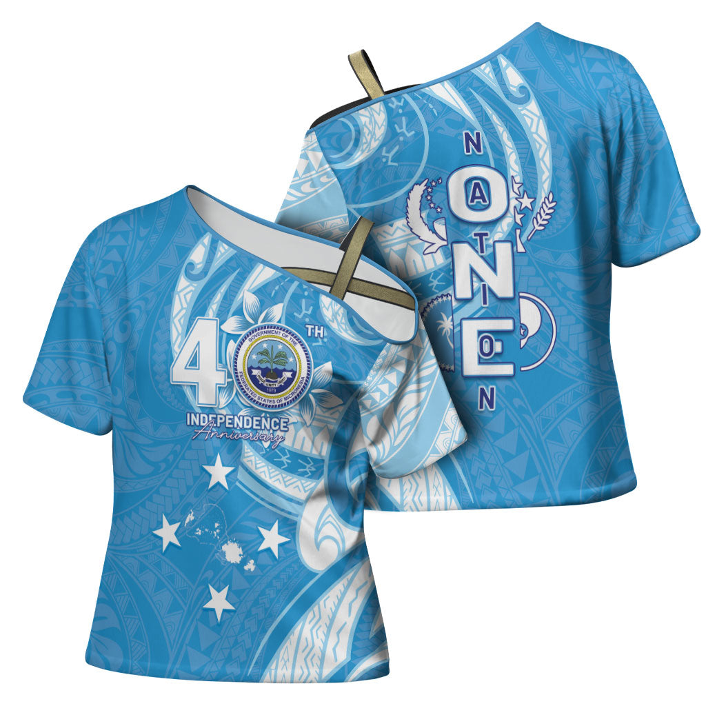 FSM Micronesia Cross Shoulder Shirt 40th Independence Anniversary LT05 - Polynesian Pride