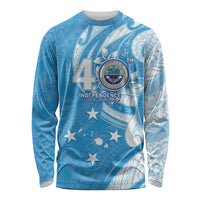 FSM Micronesia Long Sleeve Shirt 40th Independence Anniversary LT05 Unisex Blue - Polynesian Pride