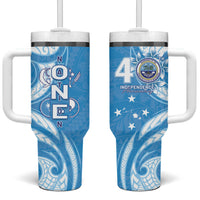 FSM Micronesia Tumbler With Handle 40th Independence Anniversary LT05 One Size: 40 oz Blue - Polynesian Pride
