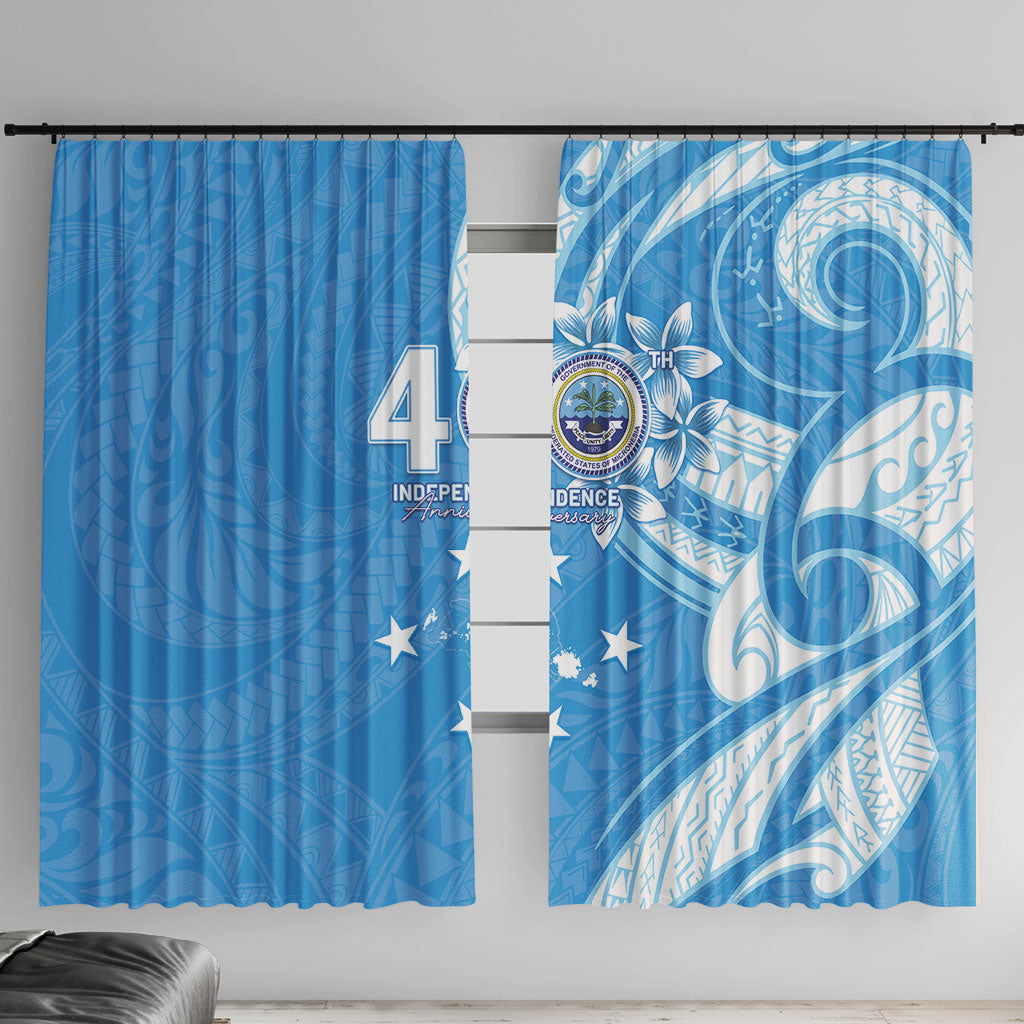 FSM Micronesia Window Curtain 40th Independence Anniversary LT05 With Hooks Blue - Polynesian Pride