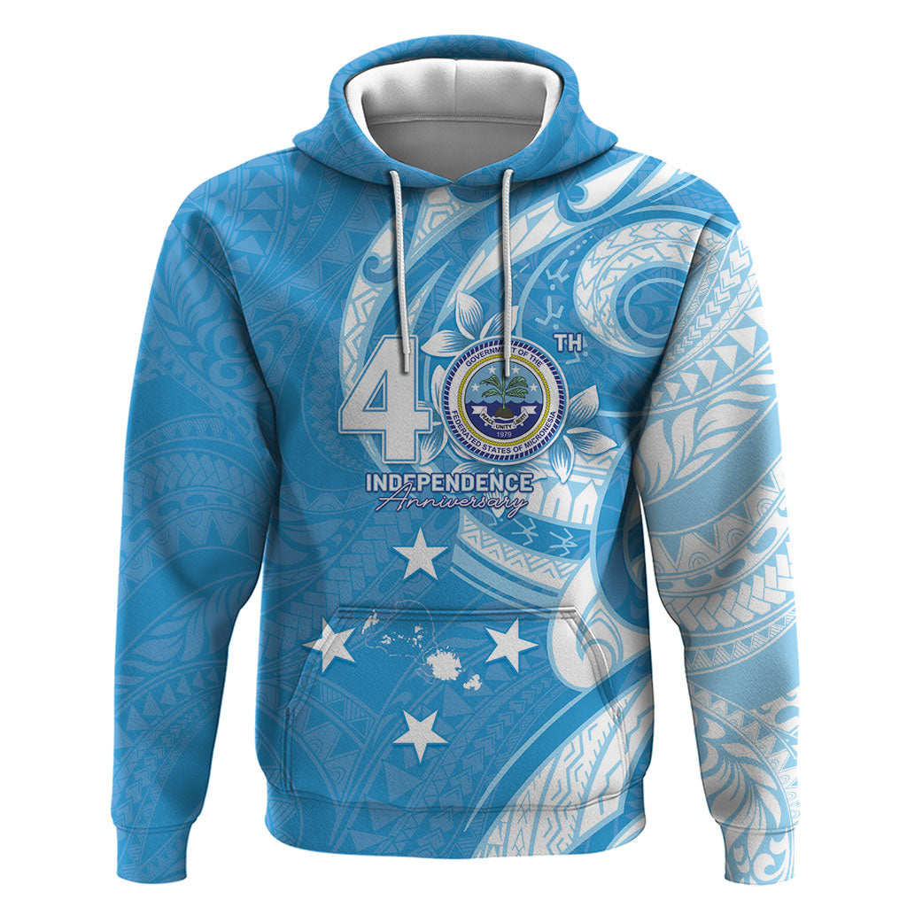 FSM Micronesia Zip Hoodie 40th Independence Anniversary LT05 Pullover Hoodie Blue - Polynesian Pride