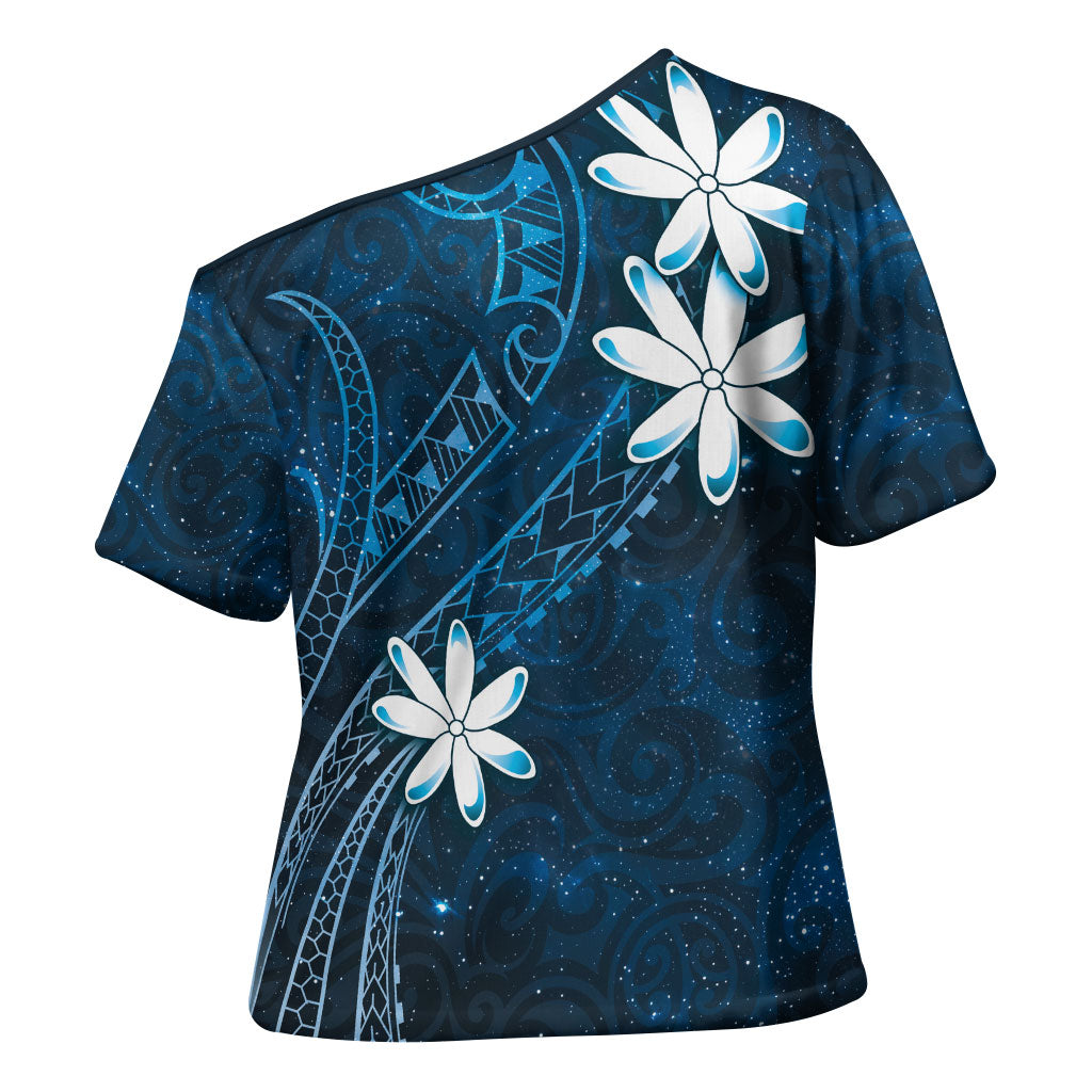 Tahiti Matarii Cross Shoulder Shirt Tahitian Spring Blue Galaxy LT05 - Polynesian Pride
