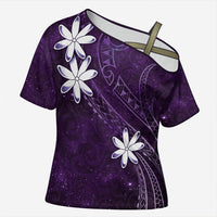 Tahiti Matarii Cross Shoulder Shirt Tahitian Spring Purple Galaxy LT05 Female Purple - Polynesian Pride