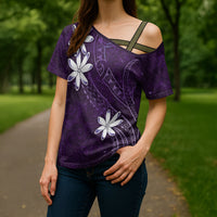 Tahiti Matarii Cross Shoulder Shirt Tahitian Spring Purple Galaxy LT05 - Polynesian Pride