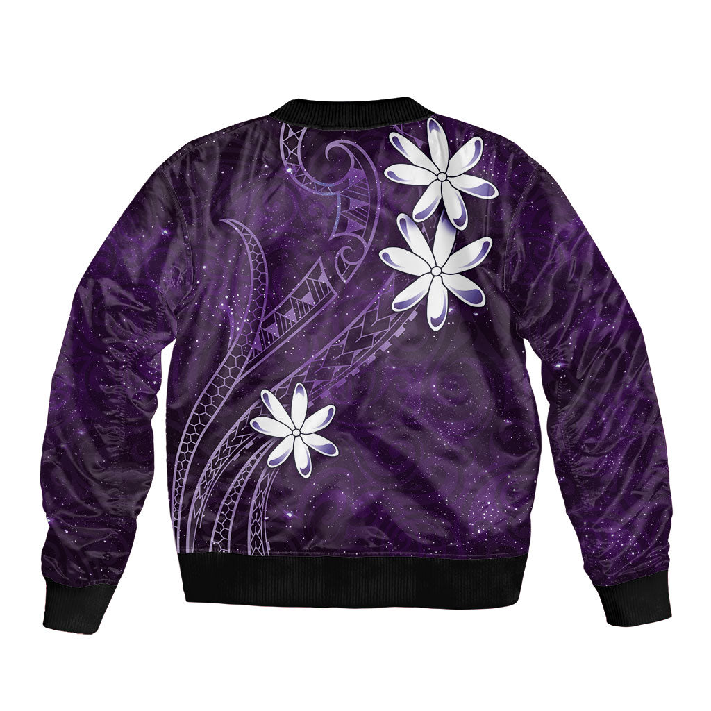 Tahiti Matarii Sleeve Zip Bomber Jacket Tahitian Spring Purple Galaxy LT05 - Polynesian Pride