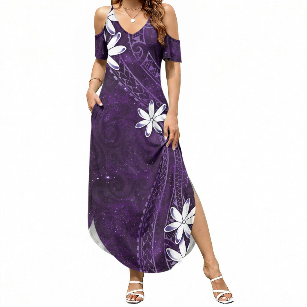 Tahiti Matarii Summer Maxi Dress Tahitian Spring Purple Galaxy LT05 Women Purple - Polynesian Pride