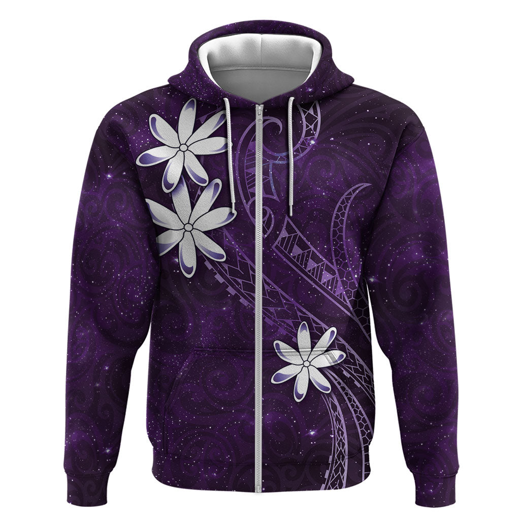 Tahiti Matarii Zip Hoodie Tahitian Spring Purple Galaxy LT05 Zip Hoodie Purple - Polynesian Pride