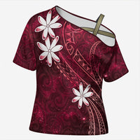 Tahiti Matarii Cross Shoulder Shirt Tahitian Spring Red Galaxy LT05 Female Red - Polynesian Pride