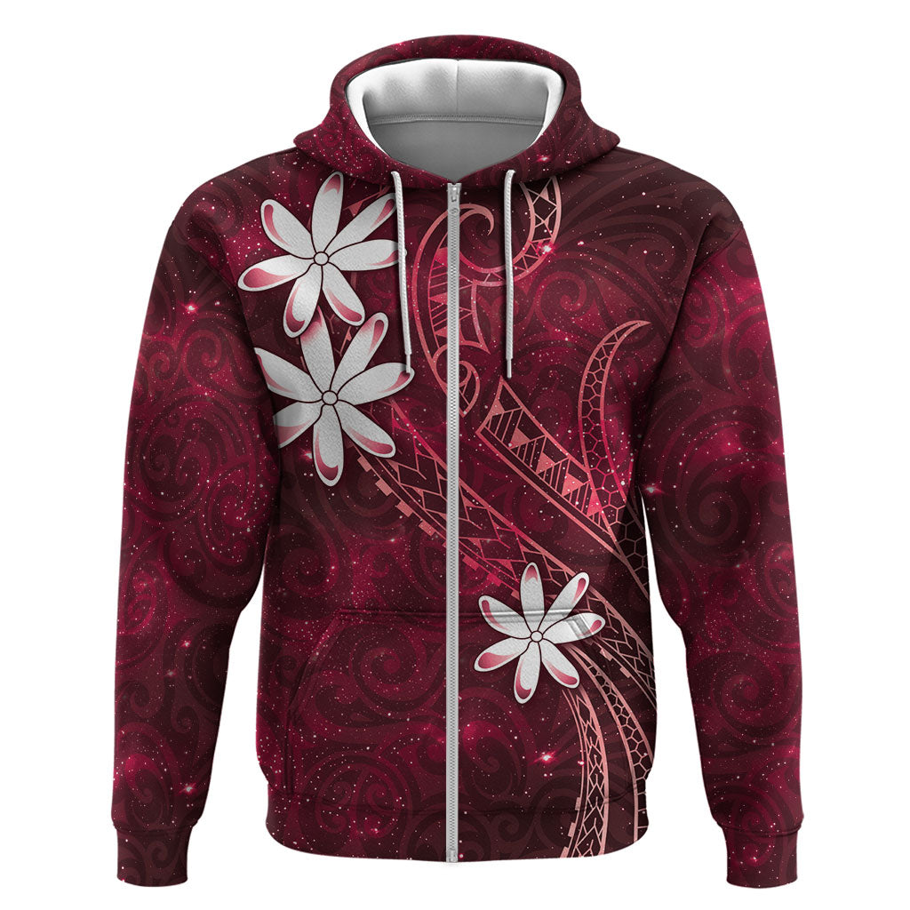 Tahiti Matarii Hoodie Tahitian Spring Red Galaxy LT05 Zip Hoodie Red - Polynesian Pride