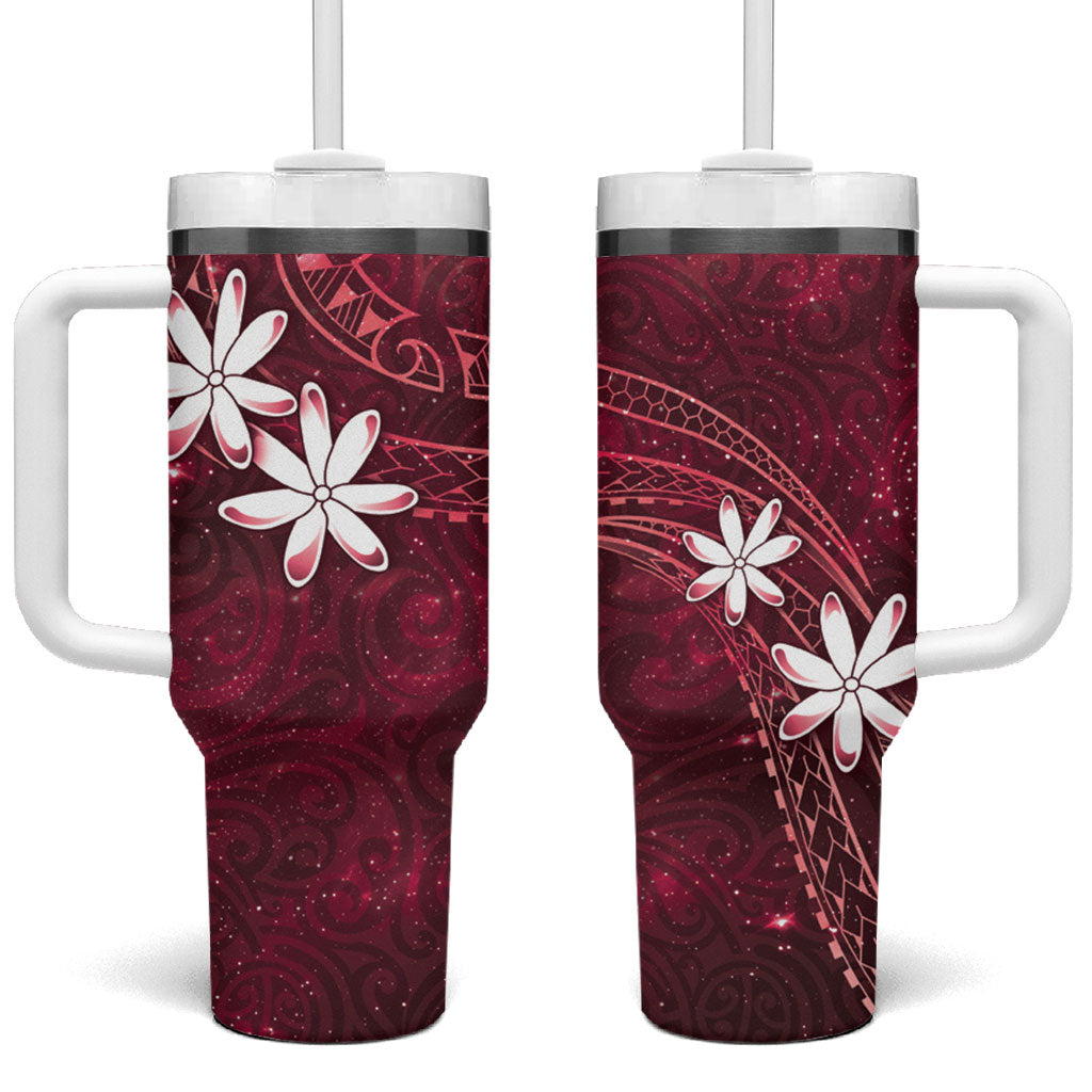 Tahiti Matarii Tumbler With Handle Tahitian Spring Red Galaxy LT05 One Size: 40 oz Red - Polynesian Pride