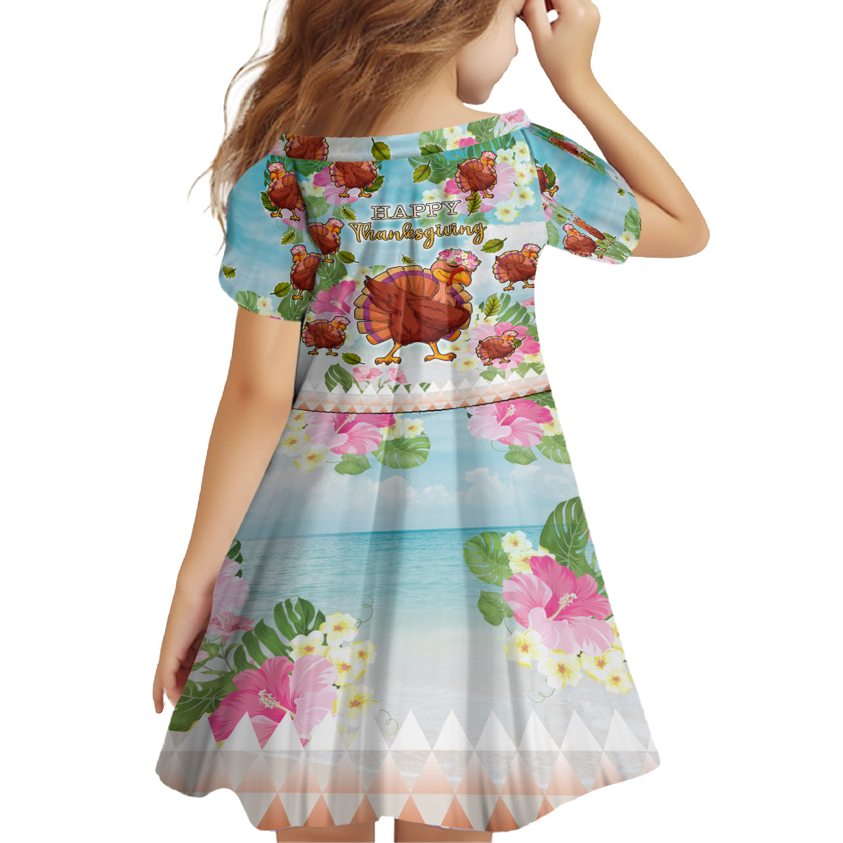 Hawaii Thanksgiving Family Matching Off Shoulder Long Sleeve Dress and Hawaiian Shirt Funny Turkey Dabbing Dance LT05 - Polynesian Pride