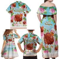 Hawaii Thanksgiving Family Matching Off Shoulder Maxi Dress and Hawaiian Shirt Funny Turkey Dabbing Dance LT05 - Polynesian Pride