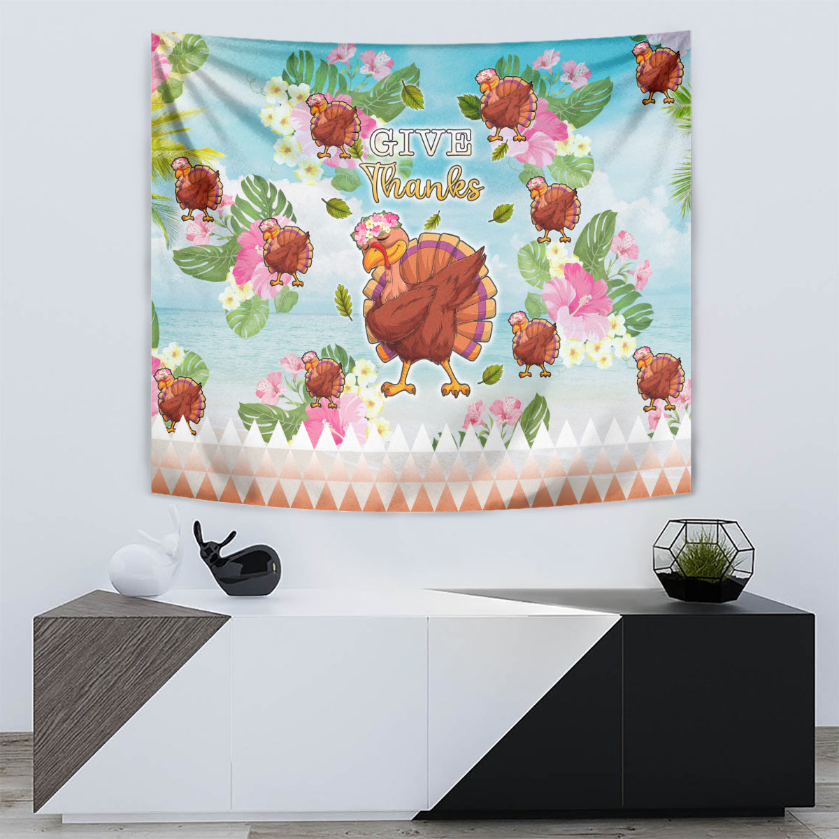Hawaii Thanksgiving Tapestry Funny Turkey Dabbing Dance LT05 - Polynesian Pride