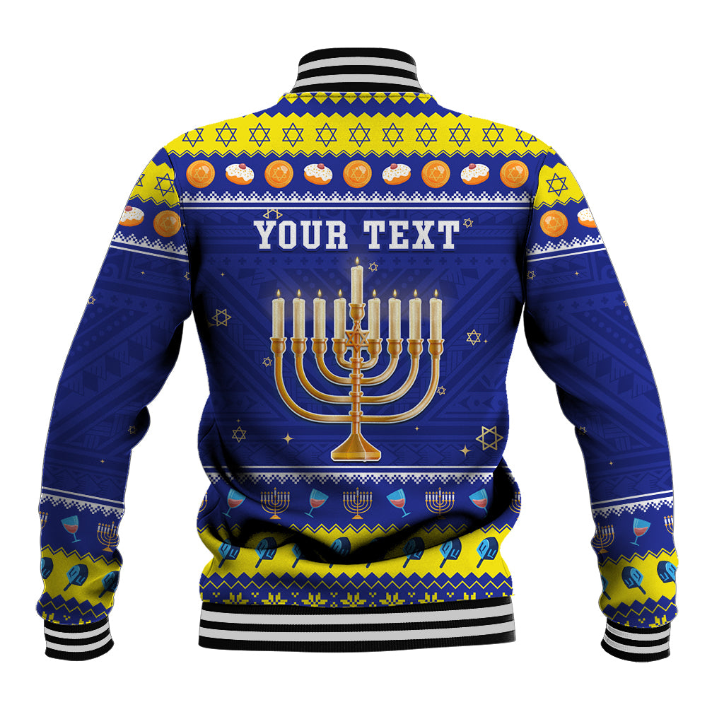 Personalised Polynesia Christmukkah Baseball Jacket Menorah With Polynesian Tribal Pattern LT05 - Polynesian Pride