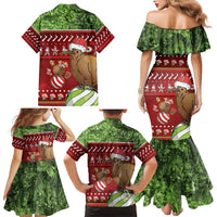 New Zealand Kiwi Christmas Family Matching Mermaid Dress and Hawaiian Shirt Paua Shell Glitter Green LT05 - Polynesian Pride