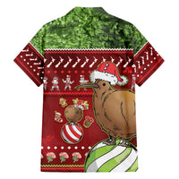 New Zealand Kiwi Christmas Family Matching Off The Shoulder Long Sleeve Dress and Hawaiian Shirt Paua Shell Glitter Green LT05 - Polynesian Pride
