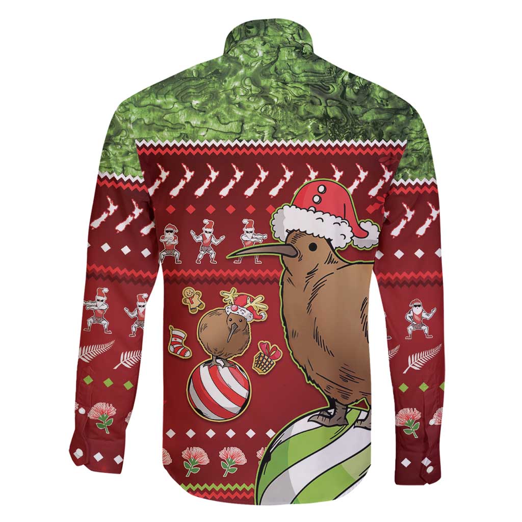 New Zealand Kiwi Christmas Family Matching Off Shoulder Short Dress and Hawaiian Shirt Paua Shell Glitter Green LT05 - Polynesian Pride