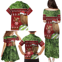 New Zealand Kiwi Christmas Family Matching Puletasi and Hawaiian Shirt Paua Shell Glitter Green LT05 - Polynesian Pride