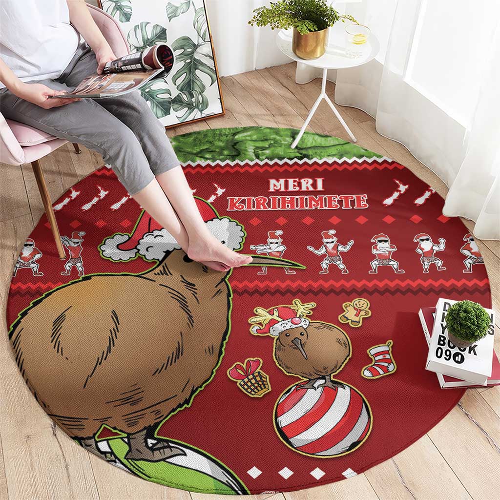 New Zealand Kiwi Christmas Round Carpet Paua Shell Glitter Green LT05 - Polynesian Pride