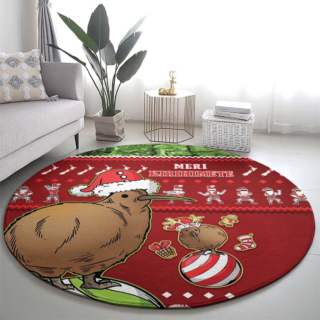 New Zealand Kiwi Christmas Round Carpet Paua Shell Glitter Green LT05 - Polynesian Pride