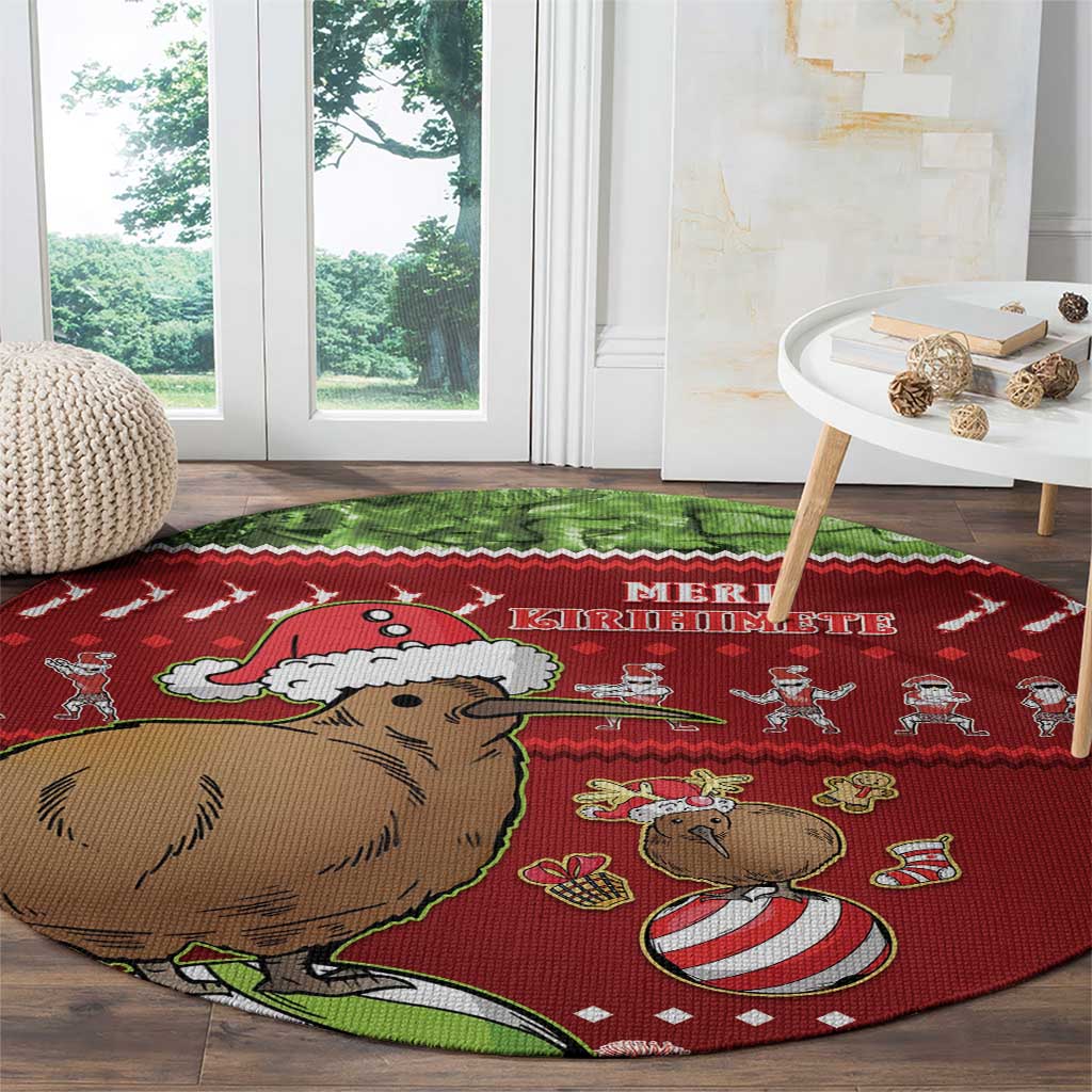 New Zealand Kiwi Christmas Round Carpet Paua Shell Glitter Green LT05 - Polynesian Pride
