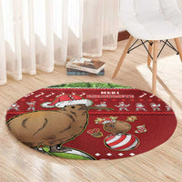New Zealand Kiwi Christmas Round Carpet Paua Shell Glitter Green LT05 - Polynesian Pride