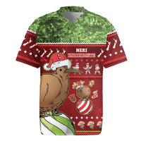 New Zealand Kiwi Christmas Rugby Jersey Paua Shell Glitter Green LT05 Red - Polynesian Pride