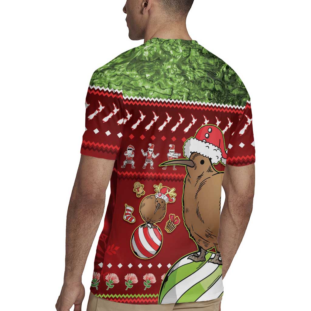 New Zealand Kiwi Christmas Rugby Jersey Paua Shell Glitter Green LT05 - Polynesian Pride