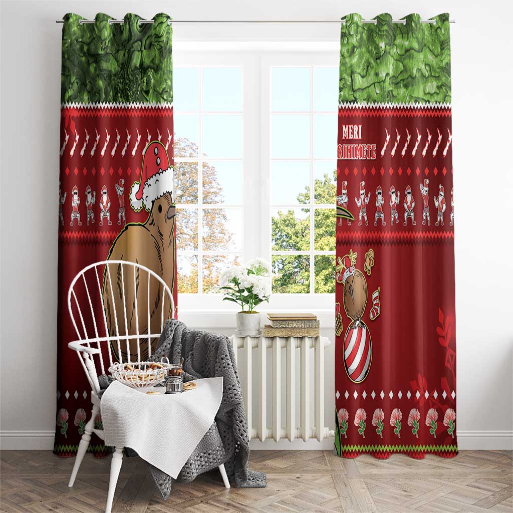 New Zealand Kiwi Christmas Window Curtain Paua Shell Glitter Green