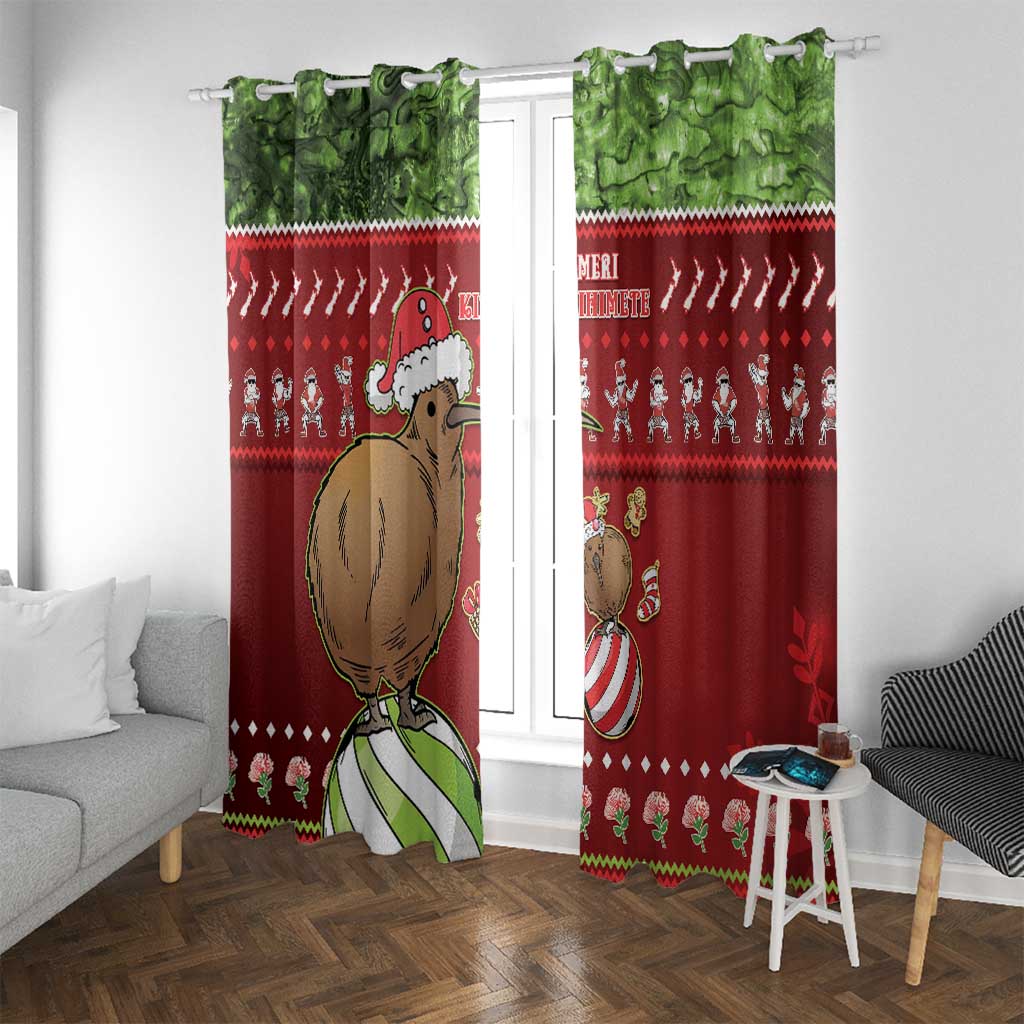 New Zealand Kiwi Christmas Window Curtain Paua Shell Glitter Green