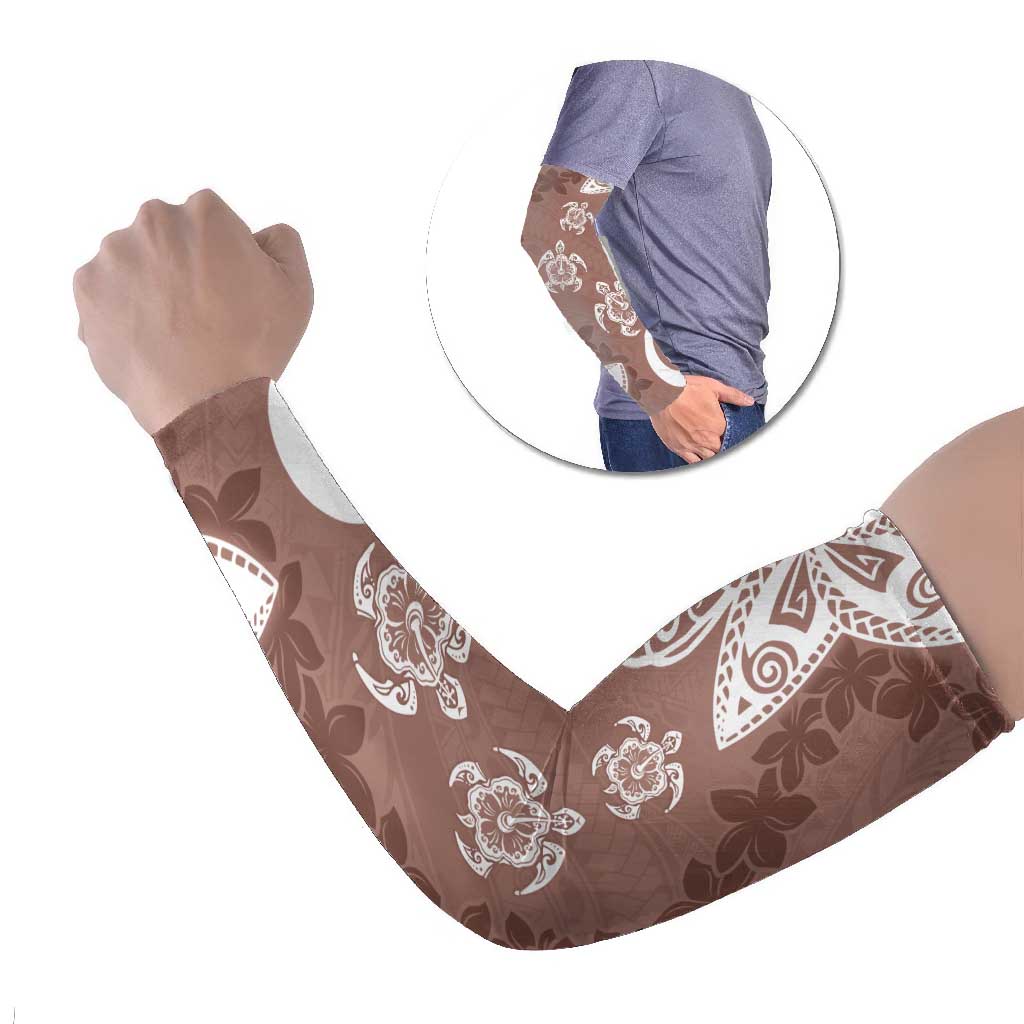Polynesia Arm Sleeves Brown Tribal Turtle Floral Pattern LT05 Set of 2 Brown - Polynesian Pride