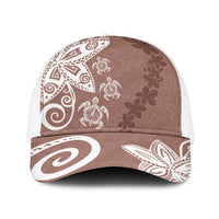 Polynesia Baseball Net Cap Brown Tribal Turtle Floral Pattern LT05 One Size White Brown - Polynesian Pride