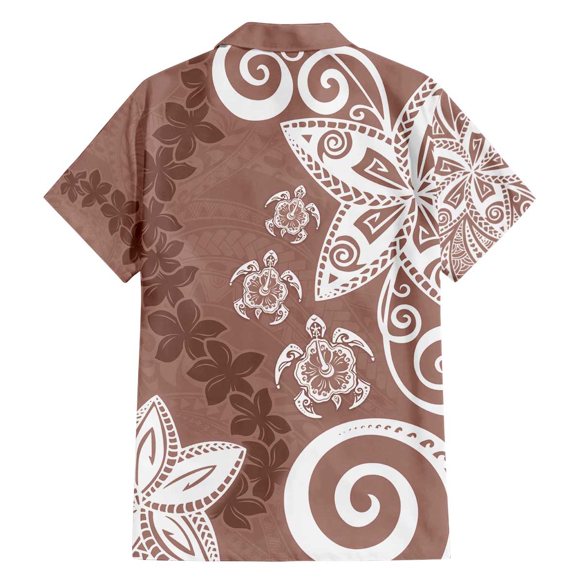 Polynesia Family Matching Off The Shoulder Long Sleeve Dress and Hawaiian Shirt Brown Tribal Turtle Floral Pattern