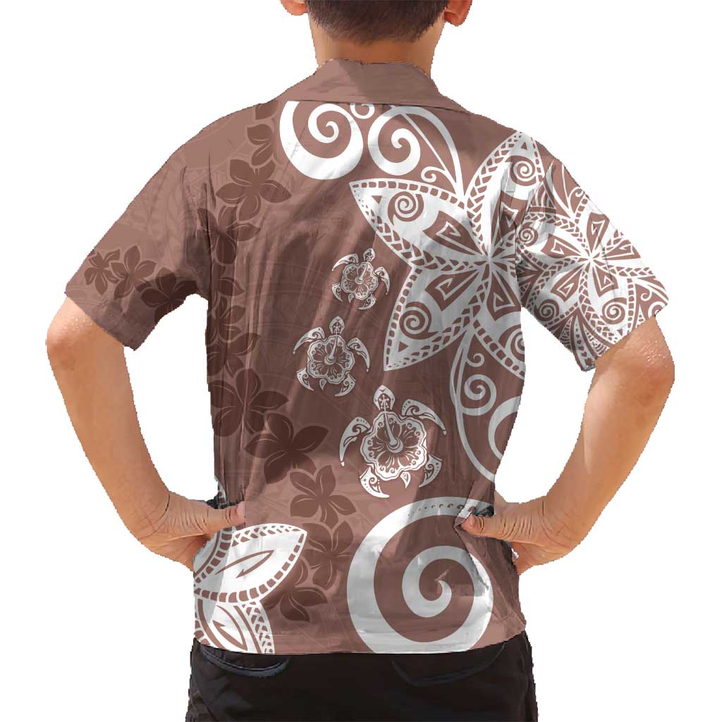 Polynesia Family Matching Puletasi and Hawaiian Shirt Brown Tribal Turtle Floral Pattern LT05 - Polynesian Pride