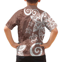 Polynesia Family Matching Puletasi and Hawaiian Shirt Brown Tribal Turtle Floral Pattern LT05 - Polynesian Pride