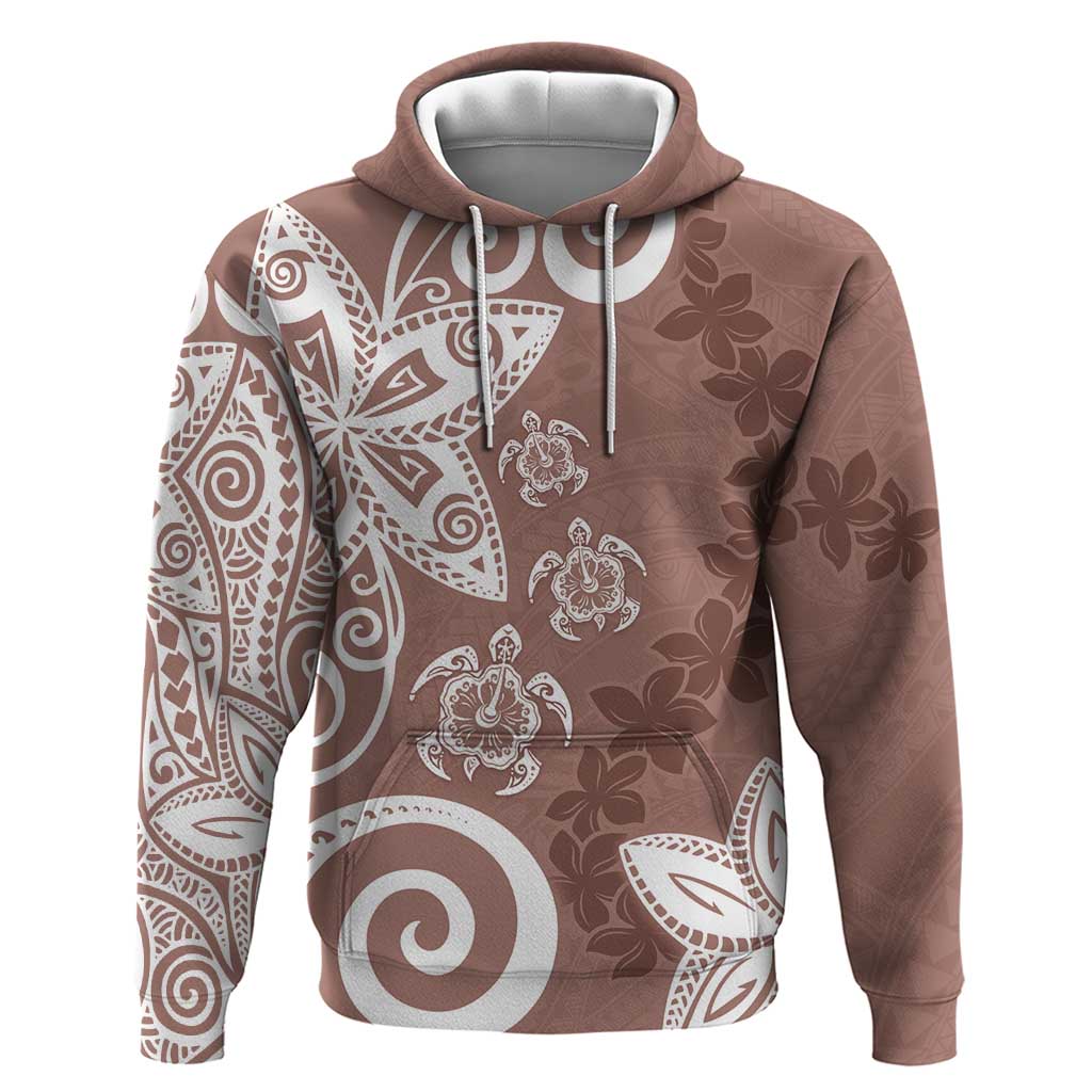Polynesia Hoodie Brown Tribal Turtle Floral Pattern LT05 Pullover Hoodie Brown - Polynesian Pride