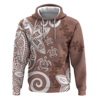 Polynesia Hoodie Brown Tribal Turtle Floral Pattern LT05 Pullover Hoodie Brown - Polynesian Pride